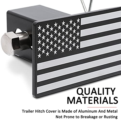 UOBMALL Heavy American Flag Metal Trailer Hitch Cover for 2 inch Receivers with Stainless Steel Pin Bolt