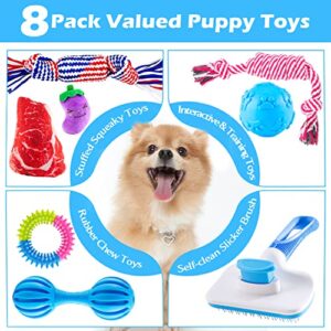 Heibizi Puppy Toys for Teething Small Dogs, Dog Toys for Small Dogs, Puppy Teething Chew Toys, Small Dog Toys Pack with Stuffed Squeaky Toys, Dog Ball, Ring Toy, Rope Toy