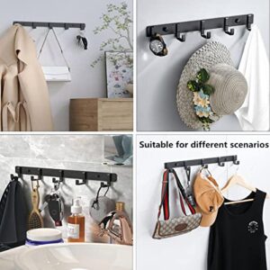 Jiafengyuan 2 Pack Hat Rack Key Hook Bathroom Hook Door Hanger Hook Wall Coat Rack Coat Hooks Wall Hook Wall Mounted Aluminum Alloy Hook Rack for ClothesTowel Rack (5 Hooks Black)