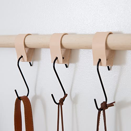 Leather Loop Hooks household storage & organization towel holder kitchen oven hook strap closet pants hook hanger pan hooks jeans hooks [3, 6 or 12 PK]