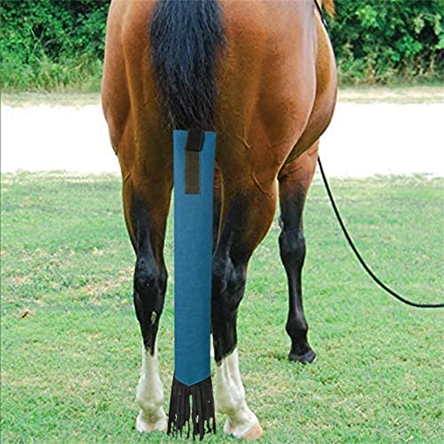 MagiDeal Bag with Fringe Non Slip Tail Wrap Tail Decor for Horse Equestrian Accessories Grooming Supplies, Blue