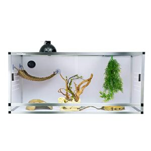 Large Reptile Terrarium Habitat Tank 48''x24''x24'' for Bearded Dragon Gecko Lizard Snake, PVC Enclosure 120 Gallon Wide Breeding Lounge Vivarium Area with Sliding Doors Lock Crawling Pet-White