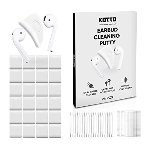 KOTTO 24 PCS Earbud Cleaner Kit, Earbuds Cleaning Putty, AirPod Cleaner Kit, Easily Remove Ear Wax and Dirt from Headphone/Earbud/AirPods/Charging Cases/Laptop/Phone/Earphones/Camera (24 PCS)