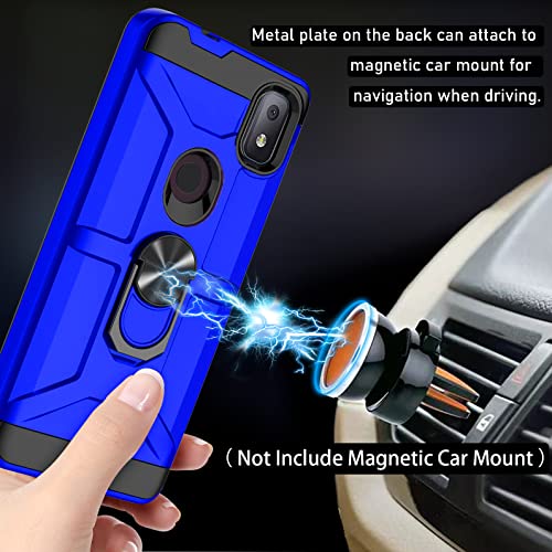 T-Mobile TCL Revvl 4 Case, with 3 Pcs Tempered Glass Screen Protector, Built-in Ring Kickstand and Magnetic Car Mount Shockproof Dropproof Defend Armor Rugged Case for T-Mobile Revvl 4 - Blue