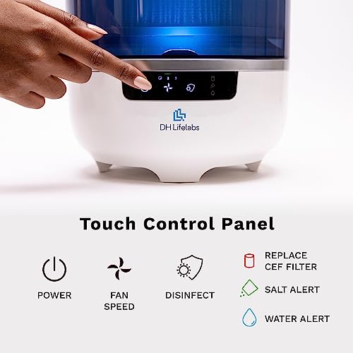 DH Lifelabs | Aaira Mini Hydrating Dry Air Purifiers | Eliminates 99.9% of Bacteria Viruses Mold | Cleans Moisturizes Air | Odor Eliminator Smoke Pets | 323 Sq Ft for Large Room Bedroom Home | Blue