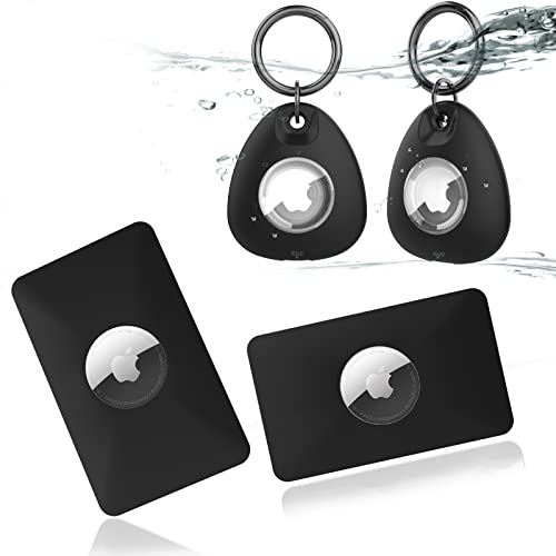 2PCS Card Case for AirTag and 2PCS Waterproof Apple AirTag Keychain