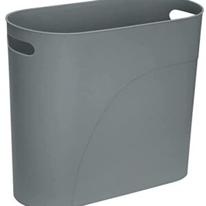 HOLTPHILI Slim Trash Can Small Waste Basket Garbage Can with Handles for Bathroom Kitchen Office (Grey,2 Pack)