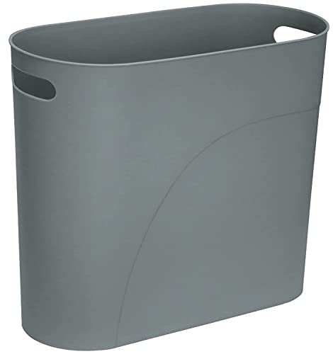 HOLTPHILI Slim Trash Can Small Waste Basket Garbage Can with Handles for Bathroom Kitchen Office (Grey,2 Pack)