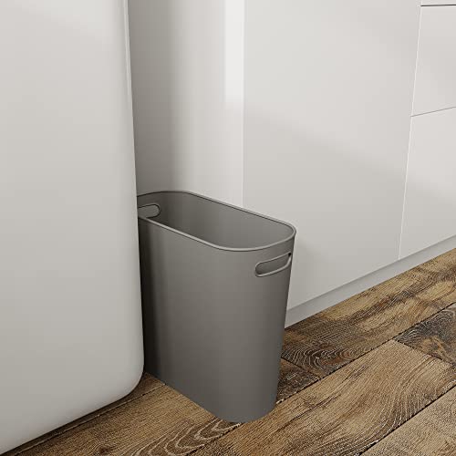 HOLTPHILI Slim Trash Can Small Waste Basket Garbage Can with Handles for Bathroom Kitchen Office (Grey,2 Pack)