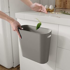 HOLTPHILI Slim Trash Can Small Waste Basket Garbage Can with Handles for Bathroom Kitchen Office (Grey,2 Pack)