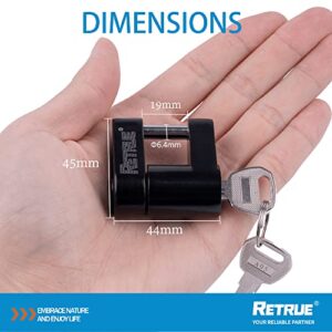 RETRUE Trailer Tongue Coupler Lock, Trailer Hitch Lock,Dia 1/4 Inch, 3/4 Inch Span for Tow Boat RV Truck Car's Coupler (1 Pack, Black)
