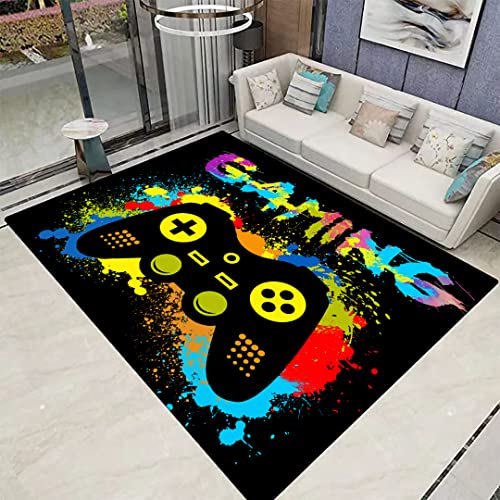 Gaming Controller Rug Boys Game Area Rug Gamer Rugs Game Non-Slip Rug Game Room Decor Gamer Carpets Teen Bedroom Living Room Gamer Room Home Decor(60x39inch)