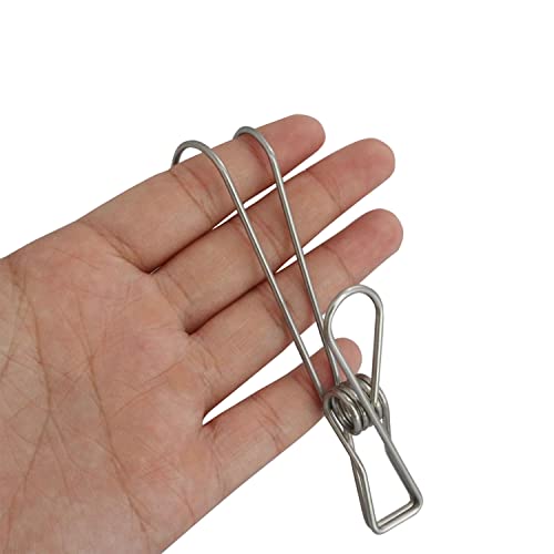 YYANGZ 15PCS Stainless Steel Metal Long Tail Clip with Hooks Laundry Hooks Clothes Pins Hanging Clips Clothes Pins Hanging Universal Clips