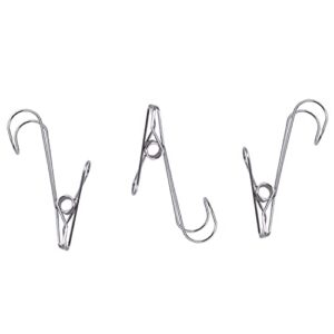 YYANGZ 15PCS Stainless Steel Metal Long Tail Clip with Hooks Laundry Hooks Clothes Pins Hanging Clips Clothes Pins Hanging Universal Clips