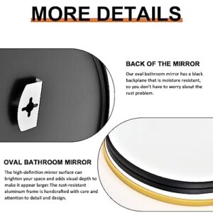 NUTTUTO 17''x30'' Black Oval Mirror, Oval Bathroom Mirror, Walll Mirror Oval, Wall Mirror for Bathroom, Livingroom, Vanity, Entryway, Hallway, Hang Vertical & Horizontal