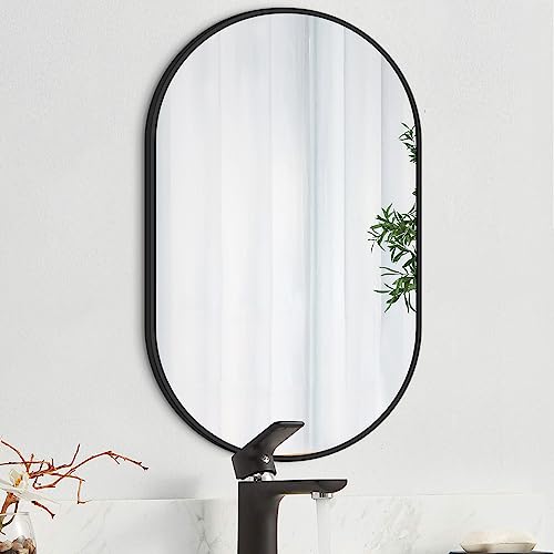 NUTTUTO 17''x30'' Black Oval Mirror, Oval Bathroom Mirror, Walll Mirror Oval, Wall Mirror for Bathroom, Livingroom, Vanity, Entryway, Hallway, Hang Vertical & Horizontal