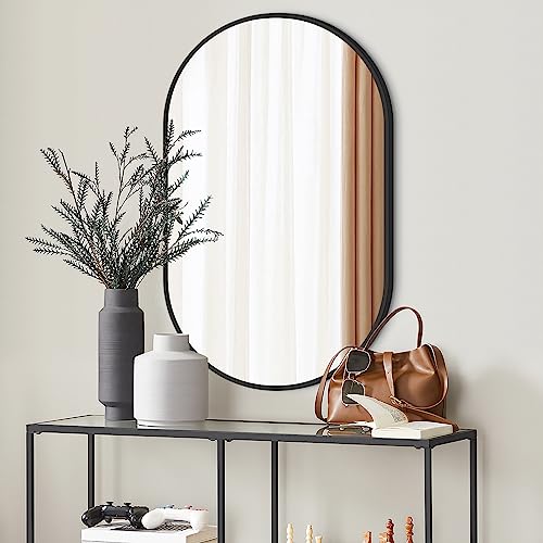 NUTTUTO 17''x30'' Black Oval Mirror, Oval Bathroom Mirror, Walll Mirror Oval, Wall Mirror for Bathroom, Livingroom, Vanity, Entryway, Hallway, Hang Vertical & Horizontal