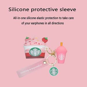 Airpod 3 Generation Case, (2022) New Type Drink Cup Cute Funny Skin, Shockproof Protection Kawaii Soft Silicone Keychain Airpod Cover for Airpod 3 Case (Strawberry Pink)