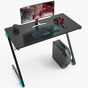 40in computer desk z shaped gaming table ergonomic home office desk table pc gaming workstation with carbon fiber surface