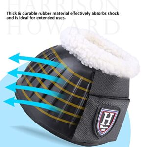 Harrison Howard Essential Rubber Bell Boots with Fleece Lining Touch-Close Overreach Boots Sold in Pairs