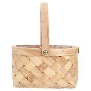 handmade rattan storage container woven storage basket with handle seagrass storage basket portable flower basket for home camping wedding (small)