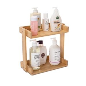 pelyn bamboo bathroom countertop organizer corner shelf for bath shampoo lotion accessories