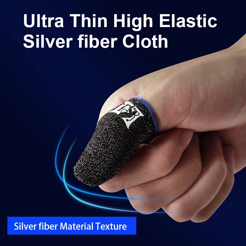 20 PCS Finger Sleeve for Gaming,Seamless Thumb Finger Sleeve Silver Fiber Mobile Phone Gaming Finger Sleeves, Breathable & Sweatproof, for League of Legend, Pubg, Rules of Survival, Knives Out