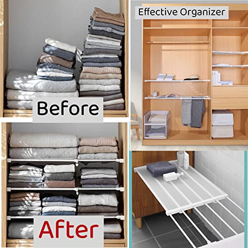 KIKILIE Closet Tension Shelf,Metal Expandable Shelf Organizer,Adjustable Shelves for Organization,No-Drill Dividers Locker Storage Rack Wardrobe Cabinet Bathroom