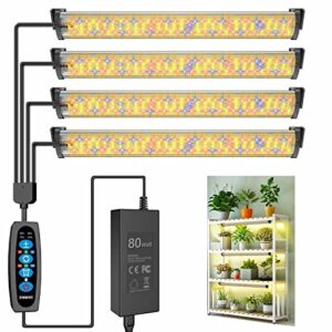 dommia grow light, 2ft 80w grow light strip, 3 spectra modes, dimmable plant growing light fixtures, full spectrum grow lights for indoor plants, indoor grow lights for greenhouse, tomatoes, peppers