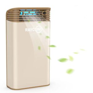 raycono pluggable small air purifier, small room wall air sanitizer for pets, office, kitchen, ozone free, removal of odors, dust, portable mini air cleaner
