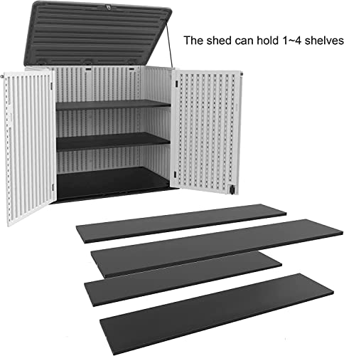 KINYING Metal Black Shelving for 48 Cu.ft Large Storage Shed, 51 in * 13 in, with Screws,Easy Assembly