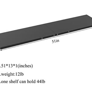 KINYING Metal Black Shelving for 48 Cu.ft Large Storage Shed, 51 in * 13 in, with Screws,Easy Assembly