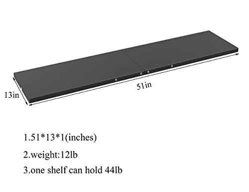 KINYING Metal Black Shelving for 48 Cu.ft Large Storage Shed, 51 in * 13 in, with Screws,Easy Assembly