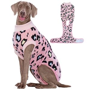 kuoser dog recovery suit, soft dog surgery recovery suit for female male dogs, anti licking dog onesie after sapy neuter, pet body suits doggie surgical shirt e-collar & cone alternative, pink 2xl