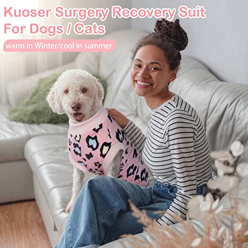 Kuoser Dog Recovery Suit, Soft Dog Surgery Recovery Suit for Female Male Dogs, Anti Licking Dog Onesie After Sapy Neuter, Pet Body Suits Doggie Surgical Shirt E-Collar & Cone Alternative, Pink 2XL