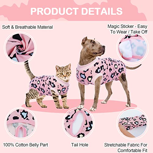 Kuoser Dog Recovery Suit, Soft Dog Surgery Recovery Suit for Female Male Dogs, Anti Licking Dog Onesie After Sapy Neuter, Pet Body Suits Doggie Surgical Shirt E-Collar & Cone Alternative, Pink 2XL