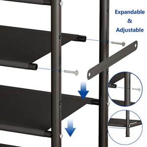 5 Tier Shoe Rack Storage Shoe Stand Free Standing Metal Shoe Shelf Space Saving Shoe Organizer for Closet, Entryway, Bedroom Black