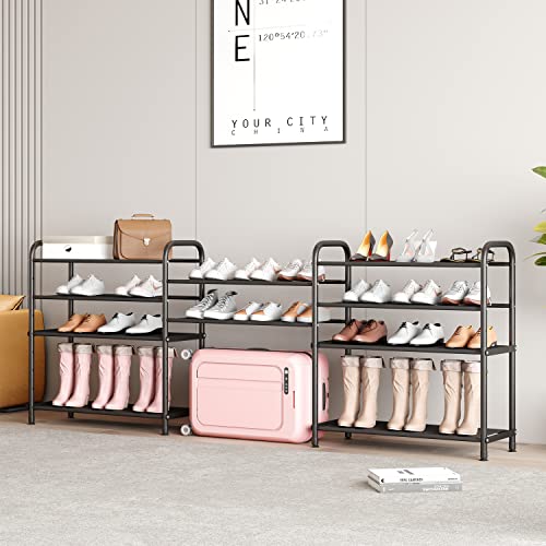 5 Tier Shoe Rack Storage Shoe Stand Free Standing Metal Shoe Shelf Space Saving Shoe Organizer for Closet, Entryway, Bedroom Black