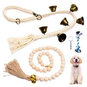 hosfroll dog doorbell, dog bell for door potty training bell dog supplies door bell for dogs to ring to go outside puppy training potty bells hanging handwoven cotton rope copper bells
