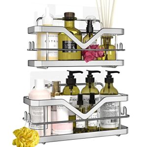 homeasy shower caddy rack organizer wall mount, rv shower organizer shelf adhesive no drilling, rust free storage shower caddy shelf with included hooks for bathroom,toilet,kitchen,rv -2 pack