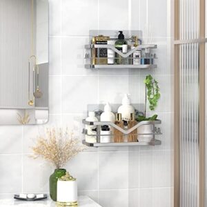 HOMEASY Shower Caddy Rack Organizer Wall Mount, rv Shower Organizer Shelf Adhesive No Drilling, Rust Free Storage Shower Caddy Shelf with Included Hooks for Bathroom,Toilet,Kitchen,rv -2 Pack