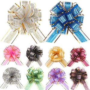 20 pack large 6 inches pull bows gift wrap bows and ribbon, 10 colors pull flower ribbon bows, pull bow ribbon for gift wrapping,wedding baskets christmas decor party birthday (mixed color) by guifier