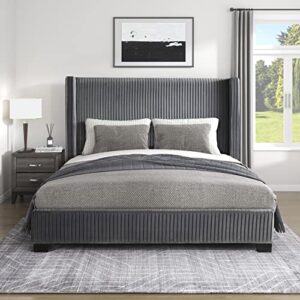 lexicon stawell upholstered panel bed, cal king, dark gray