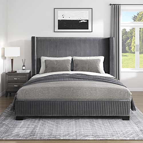 Lexicon Stawell Upholstered Panel Bed, Cal King, Dark Gray