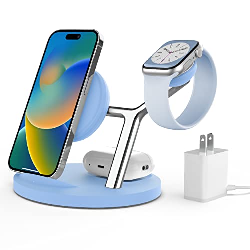 ZECHIN 3-in-1 Charging Station with Apple MFi Certification, Wireless Charging Station for iPhone 13, 12, Pro, Pro Max, Mini, AppleWatch and AirPods, Wireless Chargers Support Fast Charging