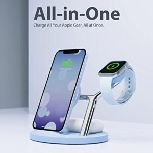 ZECHIN 3-in-1 Charging Station with Apple MFi Certification, Wireless Charging Station for iPhone 13, 12, Pro, Pro Max, Mini, AppleWatch and AirPods, Wireless Chargers Support Fast Charging