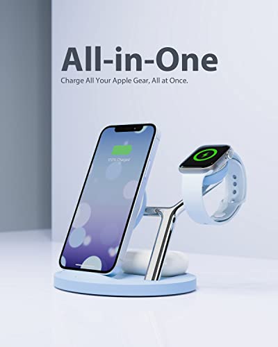 ZECHIN 3-in-1 Charging Station with Apple MFi Certification, Wireless Charging Station for iPhone 13, 12, Pro, Pro Max, Mini, AppleWatch and AirPods, Wireless Chargers Support Fast Charging