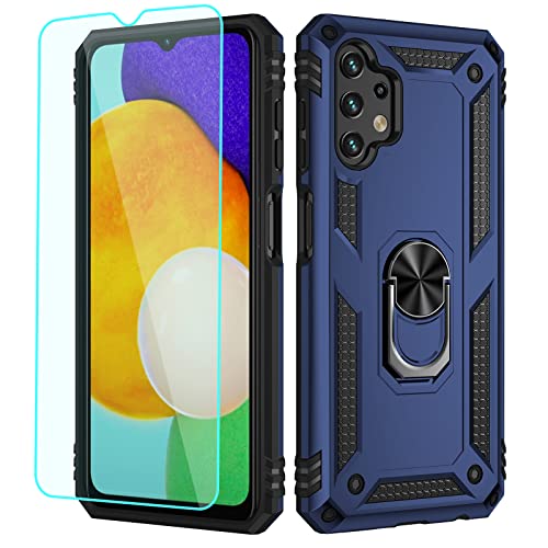 Galaxy A13 LTE 4G Case,(NOT for 5G) Samsung A13 Case,with Screen Protector,[Military Grade] 16ft. Drop Tested Cover with Magnetic Kickstand Car Mount Protective Case for Galaxy A13 4G, Blue