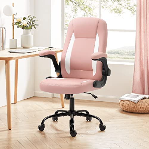 SEATZONE Pink Office Chair Executive Desk Chair with arms High Back Modern Computer Chairs for Women