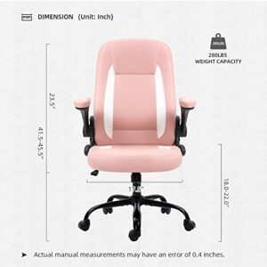 SEATZONE Pink Office Chair Executive Desk Chair with arms High Back Modern Computer Chairs for Women